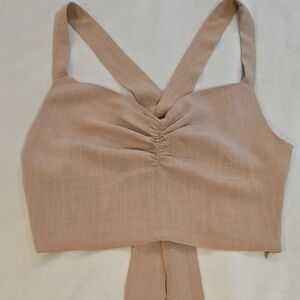 Style Rack Beige Ruched Crop Top